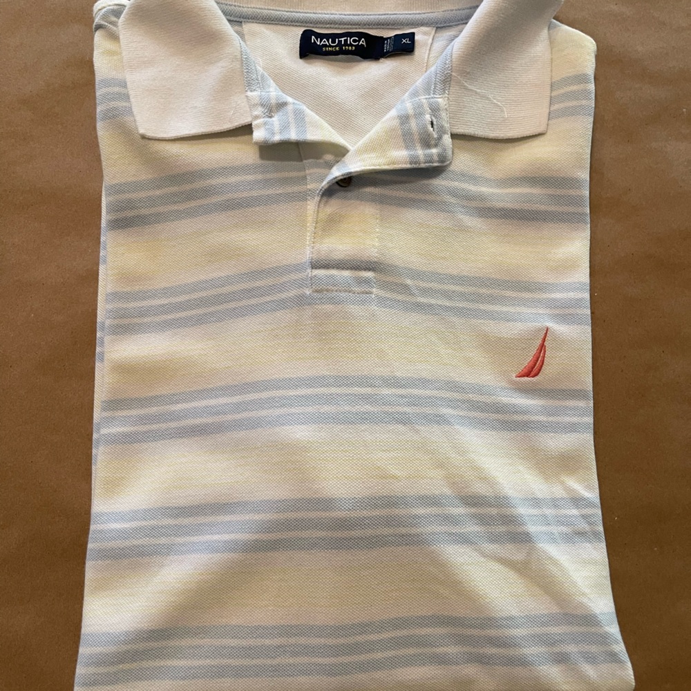 Nautica striped Pique Polo short sleeve XL